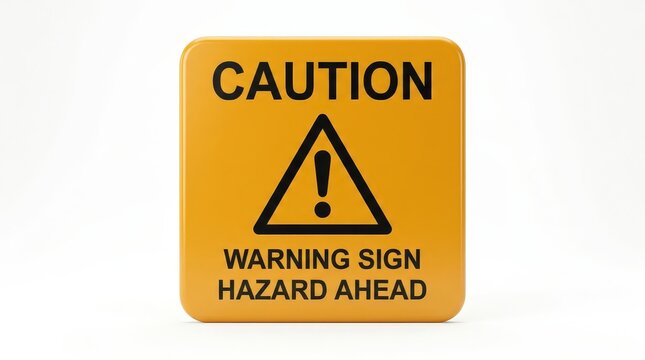 Yellow caution warning sign with black triangle and exclamation mark.