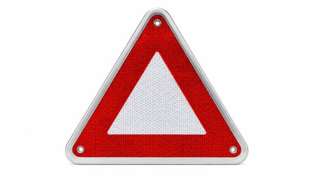 Red and white triangular warning sign isolated on white background.
