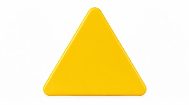 Bright Yellow Triangle Shape Isolated on White Background.