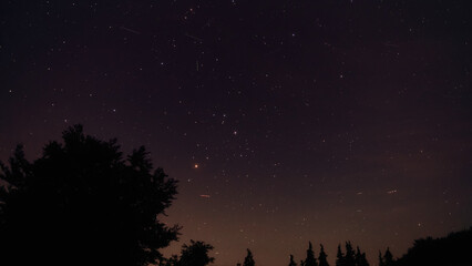 Summer Milky Way stars and landscape scenery silhouettes. © astrosystem