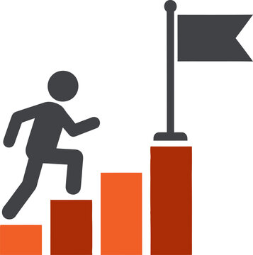 Business Success Concept Man Climbing Bar Chart To Flag Icon