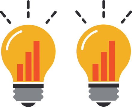 Light Bulb with Progress Bar Chart for Business Growth and Ideas