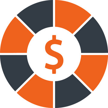 Casino Chip Icon with Dollar Sign for Gambling and Finance