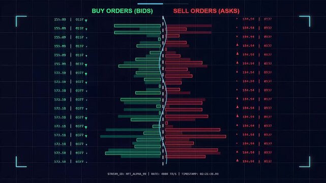 Digital stock market interface showing buy and sell order depth