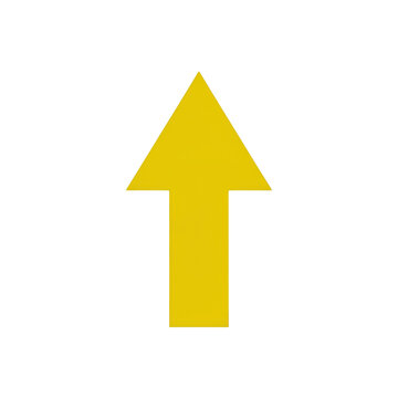 Simple yellow arrow pointing up isolated on transparent background