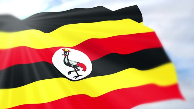 Uganda Flag Seamless Loop 4k 60fps on Sky Background