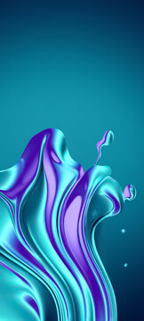 Colorful Liquid Shapes Blend and Flow in a Creative Display on a Blue Background