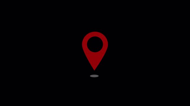 GPS Navigation Location Pin Marker Animation on Transparent Background, Map Pointer Motion Graphic. Location Pin Icon Animation in 4K with Alpha Channel