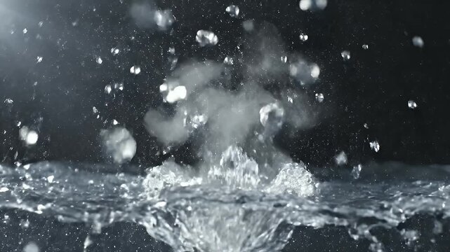 A dynamic splash of water forms an elegant crown shape against a dark background.