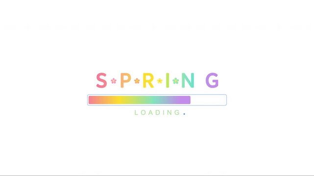 Spring Loading Progress Bar Animation with Rainbow Gradient Progress Indicator on White Background