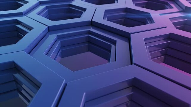 Abstract hexagonal pattern with blue and purple gradient.