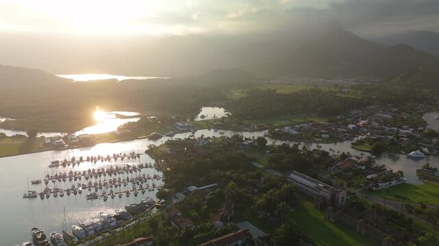Aerial view of the Marina Bracuhy near the town of Angra dos Reis in Brazil