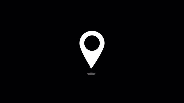 GPS Navigation Location Pin Marker Animation on Transparent Background, Map Pointer Motion Graphic. Location Pin Icon Animation in 4K with Alpha Channel