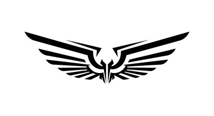 A striking black and white graphic design featuring stylized wings, evoking a sense of power, freedom, and flight. © Olivia