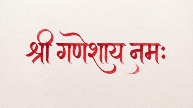 Shri Ganesh Mantra, Shri Ganeshay Namah hindi text calligraphy, Lord Ganesh mantra chanting