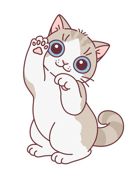 Cute playful kitten vector illustration. Cute cats series. 