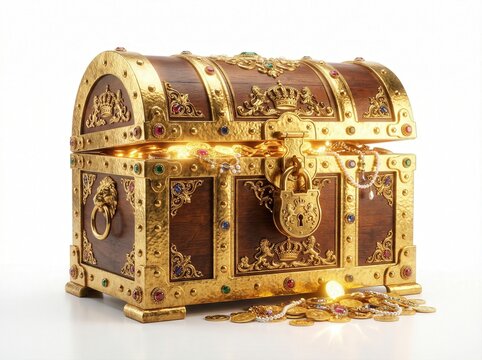 Fantasy Royal Treasure Chest Isolated on White Background