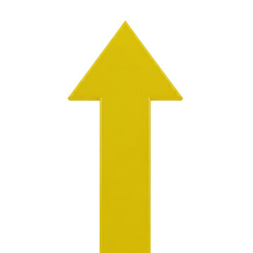 Simple yellow arrow pointing up icon isolated on transparent background