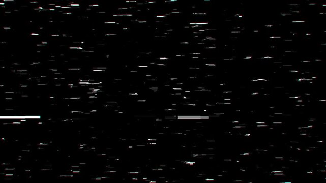 Vhs tracking error glitch with horizontal white static on black