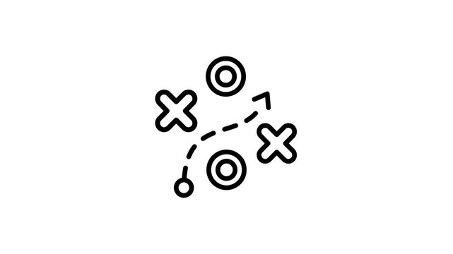 Strategy, route step and action plan animated icon for goal, roadmap, workflow, tactics, achievement, progress successful business animation symbol. 4K motion graphics video with alpha channel