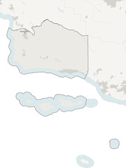 Fototapeta premium Santa Maria-Santa Barbara metropolitan area vector map with county boundaries, urban footprint and hydrography, California, USA