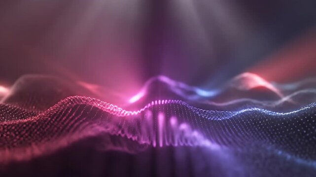 Abstract digital wave pattern with glowing lights.