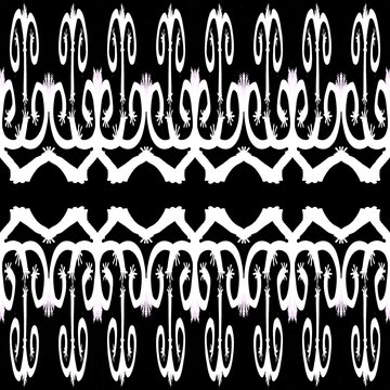 Abstract Geometric Monochrome Border Background with White Tribal Lizard Motif and Central Black Copy Space