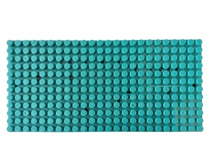 Naklejka premium Green square building plastic bolck board, children's toy isolated on white background 