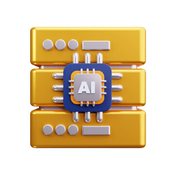 Artificial Intelligence Server Database 3D Technology Icon