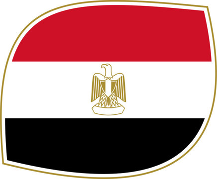 Egypt national flag featuring red, white, black stripes and golden eagle.