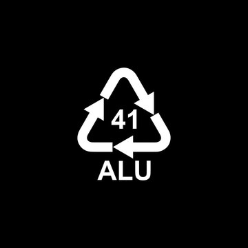 Recycling Symbol 41 ALU Aluminum Icon White on Black Background