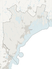Fototapeta premium Portland-South Portland metropolitan area vector map with county boundaries, urban footprint and hydrography, Maine, USA