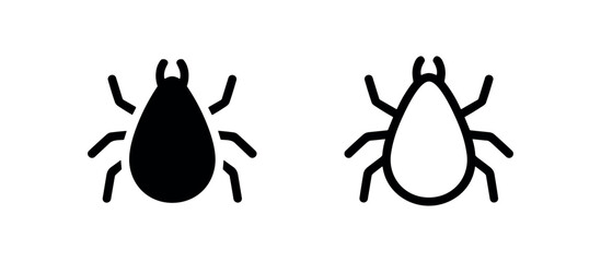 Fototapeta premium Tick and Mite Parasite Icon Set Silhouette and Outline