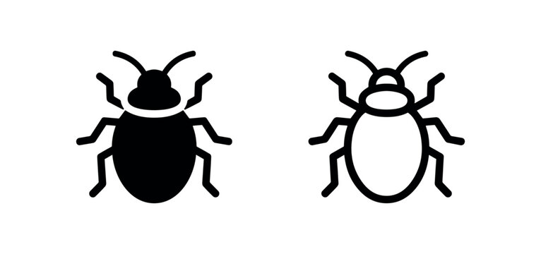 Bed Bug and Insect Pest Icon Set Silhouette and Outline