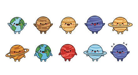 Cartoon planets illustration © Darwaty