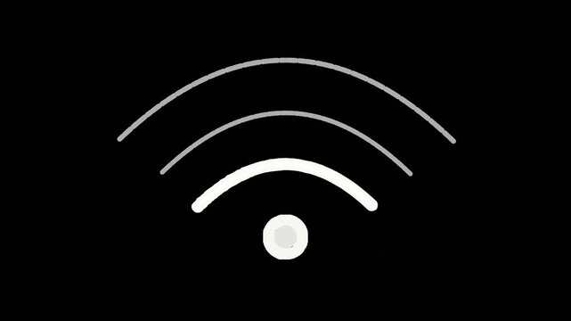 Animated Chalk WiFi Symbol Drawing on Black Background | Hand Drawn Doodle Sketch | 4K Motion Graphic