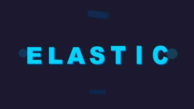 Blue elastic text stretching and bouncing on dark background for flexibility concept.
