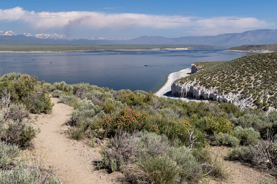 Trail overlooking Crowley Lake in California's Eastern Sierra