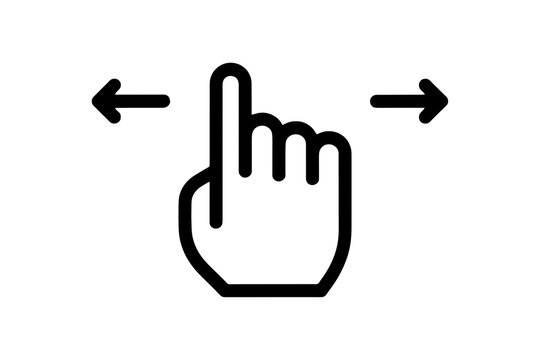 Horizontal swipe gesture icon with hand cursor and directional arrows direction horizontal interface navigation interactive