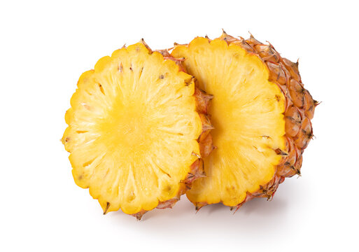 Fresh cut pineapple fruit isolated on white background with clipping path.