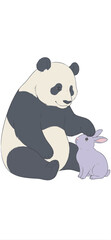 panda with rabbit © Munmun