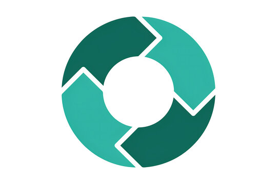 Green circular cycle process diagram with four arrows business workflow circular management strategy planning development rotation sustainability