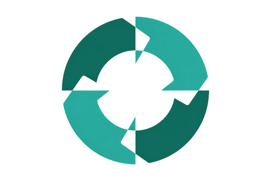Circular teal process arrows logo icon design with circular business rotation movement corporate continuous progress