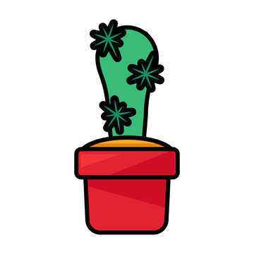 Cactus icon symbolizing indoor plant, office decoration, home interior, nature, and minimalist workspace styling