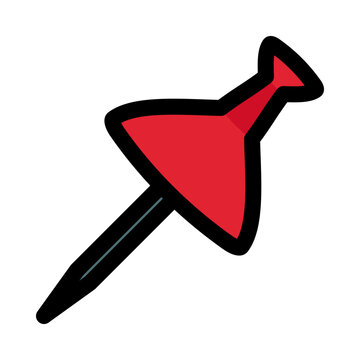 Push pin icon symbolizing note attachment, document organization, reminder marking, office planning, and bulletin board management for workplace projects