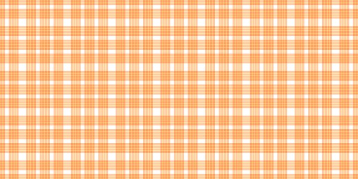 Seamless orange and white plaid pattern background for fabric, tablecloth, wallpaper, and packaging design.