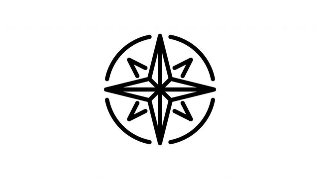 Compass Rose Animated Icon With Alpha Channel. Navigation, Direction, And Exploration Motion Graphic. Wayfinding And Travel Guidance. On Transparent Background