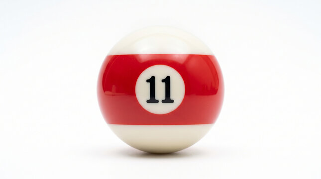 Billiards Ball Number 11 Isolated on White Background