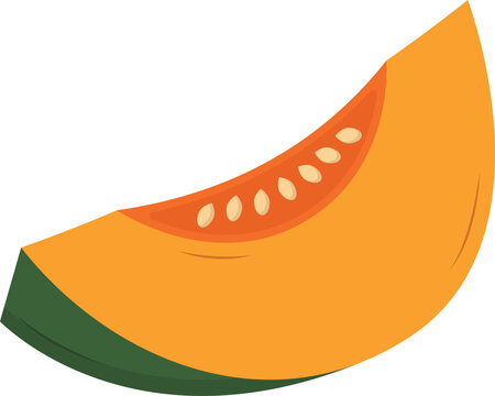 Pumpkin Slice with Seed Flat Illustration. Autumn Harvest Vegetable Design Element Isolated on White Background