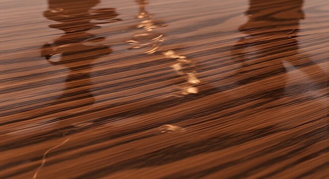 High Gloss Protective Varnish Reflection Highlighting Natural Wood Grain Texture in Close Detail